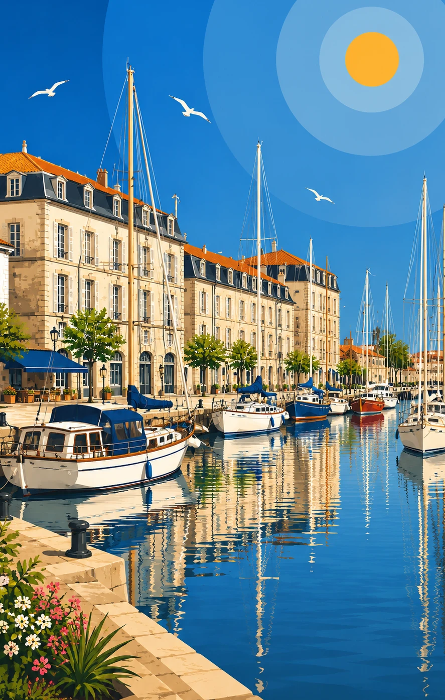 Rochefort — le port de plaisance et ses façades de pierre