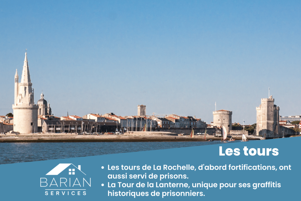 Photo montrant les tours de La Rochelle, prise depuis l'océan